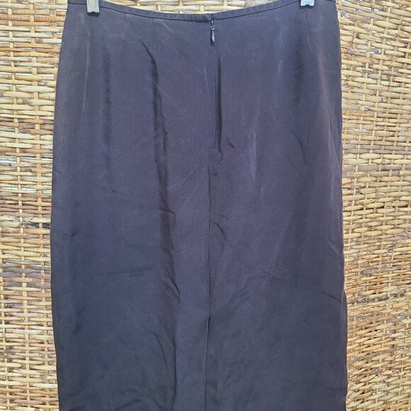 Preston & York Silk Skirt Pencil Black Lined Back Zip Sz 10 - Picture 2 of 6